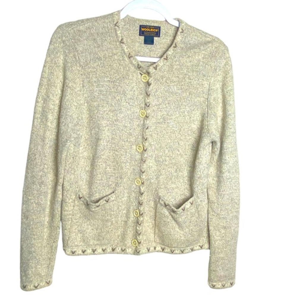 VTG Woolrich Buttoned Wool Blend Knit Cardigan Sweater womens Sz Small Granny‎